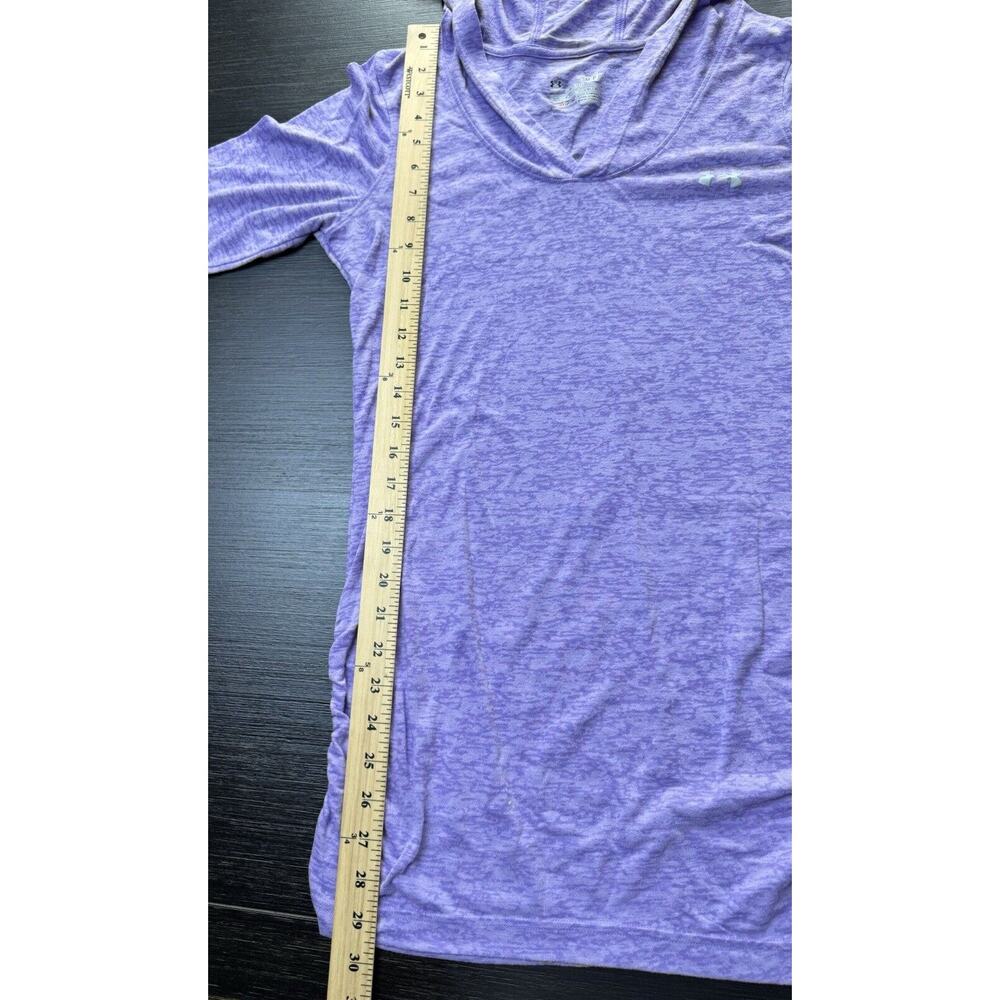 Under Armour Woman’s Semi Fitted Hooded Athletic Shirt Size S, Running Training - Picture 3 of 5